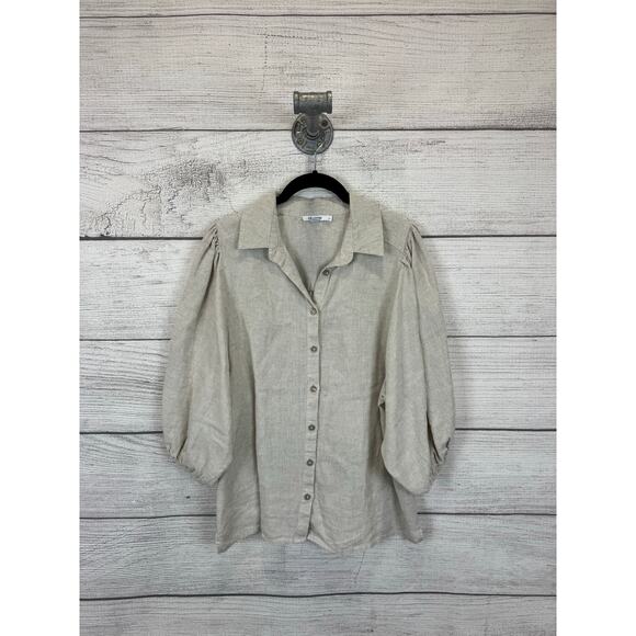 Chico's Tops - Chico's Women's Cream Linen Button Front Blouse Size 8